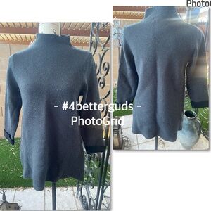 NEW Nanette 3/4 Sleeve Mock Turtleneck Side Zippers Wool Blend Sweater Medium